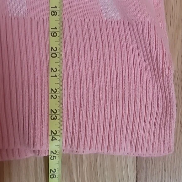 Pink and white mock neck sweater ribbed flare sleeves no tags see measurements - Picture 12 of 14